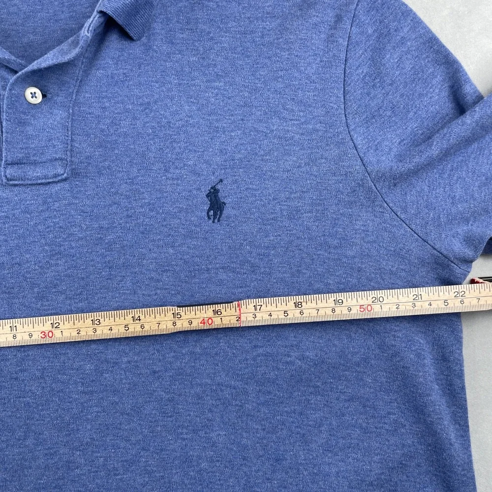 Polo Ralph Lauren Men L Blue Heathered Short Sleeve Polo Shirt Pony Preppy Daily